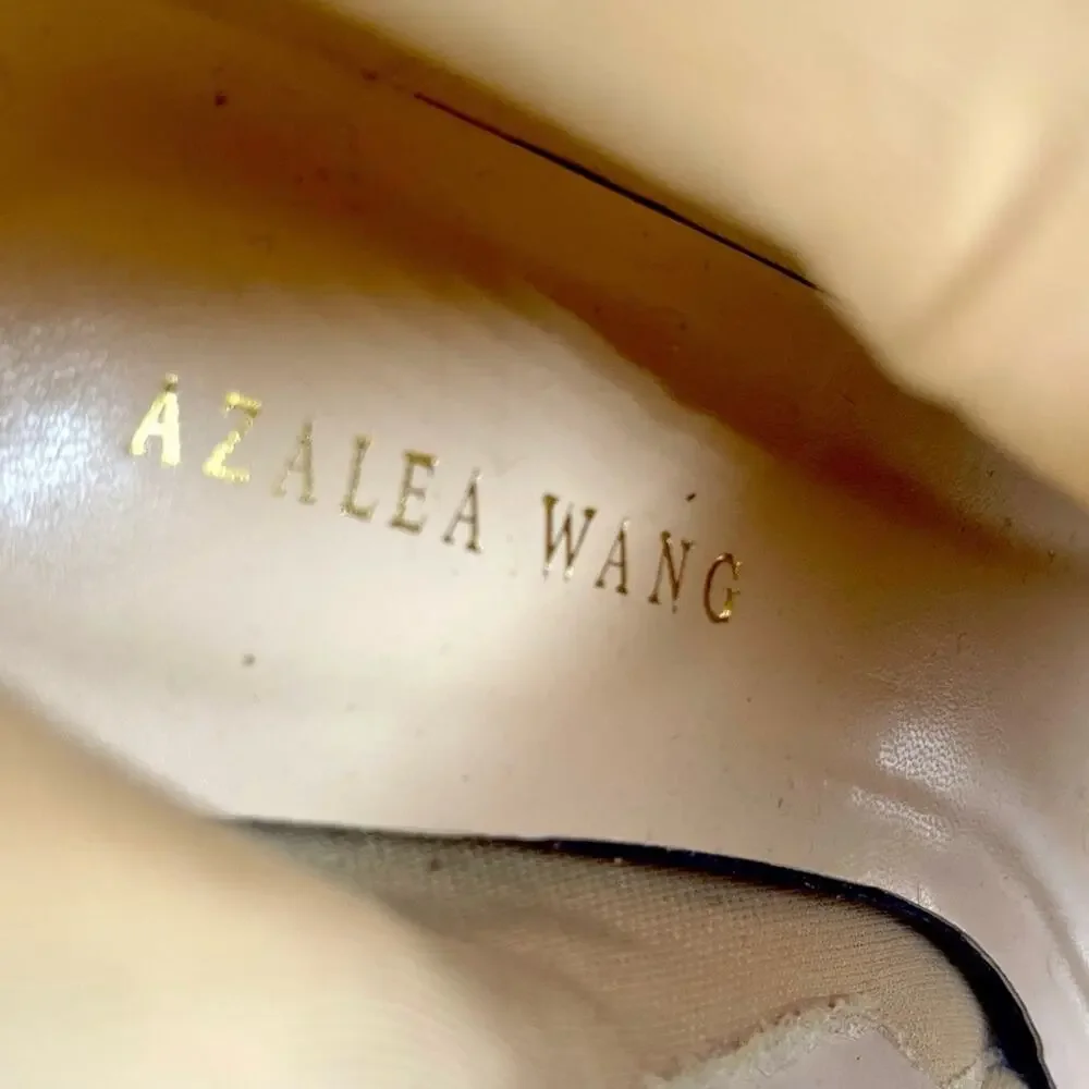 AZALEA WANG Women's Boots On A High Heel Rhinestones Beige Bandes SIZE 8